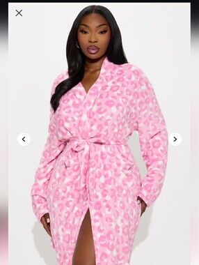 Fashion Nova Wild Dreamer Plush PJ Robe - Pink 1X (NWOT)